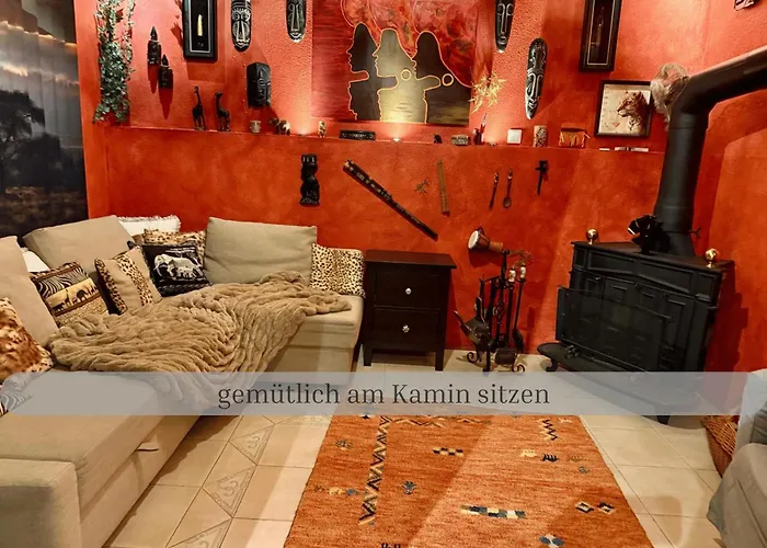 Lodge Of Africa - Einzigartige Themenzimmer, Eingezaeunten Garten, Sauna, Whirlpool & Kamin, Hunde Willkommen, Gasgrill, Voll Ausgestattete Kueche, Grosser Essbereich, Hamburg & Stade In Der Naehe